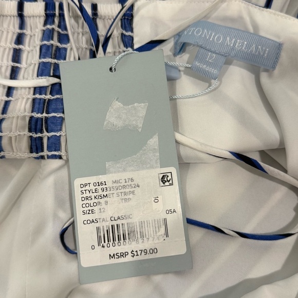 Antonio Melani Kismet Printed Cotton Stripe Sweetheart Neckline Maxi Dress SZ 12 - Picture 9 of 12